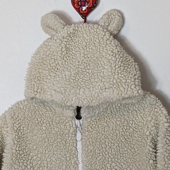 Hanna Andersson Fleece Jacket Bear Ears Hoodie Sherpa Jacket 5-12 Months Size 70 - Picture 5 of 7